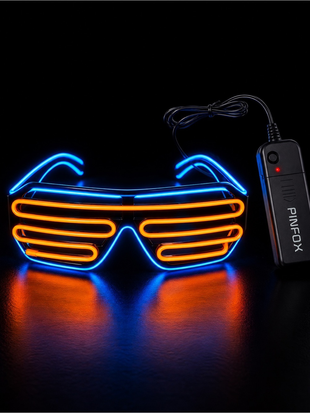 Pinfox Light Up Shutter Shades Neon Rave LED Glasses 80s Party Costume